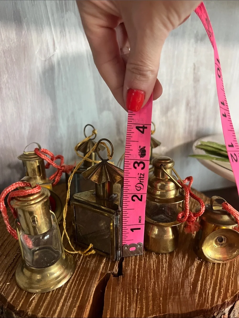 Vintage Mini Lantern Ornament - Gold Decorative Home Accent Set of 7